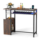 110 X 40 Cm Rectangular Bar Table With Power Strip Rustic Brown
