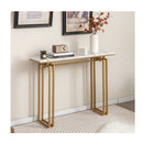 110cm Faux Marble Console Table With Sturdy Metal Legs Golden