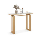 110cm Faux Marble Console Table With Sturdy Metal Legs Golden