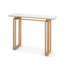 110cm Faux Marble Console Table With Sturdy Metal Legs Golden