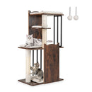 112 Cm Tall Wooden Cat Tree With Removable Washable Rustic Brown