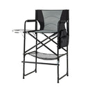 1165Mm Tall Directors Chair With Foldable Side Table Footrest Grey