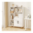 119 Cm Floor Bookshelf Bookcase With Double Doors White