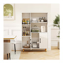 119 Cm Floor Bookshelf Bookcase With Double Doors White