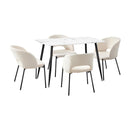 120Cm Rectangle Dining Table With 4Pcs White Dining Chairs