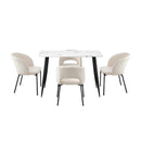 120Cm Rectangle Dining Table With 4Pcs White Dining Chairs