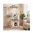 127 Cm Tall Cat Tree With Scratching Post For Indoor Felines Beige
