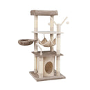 127 Cm Tall Cat Tree With Scratching Post For Indoor Felines Beige