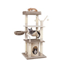 127 Cm Tall Cat Tree With Scratching Post For Indoor Felines Beige
