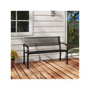 Garden Bench Metal With Geometric Lattice Backrest