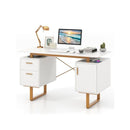 Home Office Desk With Floating Desktop And Dual Drawers