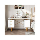 Home Office Desk With Floating Desktop And Dual Drawers