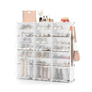 12 Cube Shoe Storage Cabinet With Removable Shelf For Hallway White