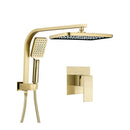 12 Inch Shower Head Gold Rectangle Set Gooseneck Wall Arm