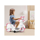 12V Kids Unicorn Ride On Toy Pony With Training Wheels And Music Pink