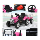 12v Ride On Tractor With Trailer And Remote Control For Kids Pink
