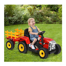 12v Ride On Tractor With Trailer And Remote Control For Kids Red
