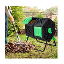 130L Garden Composting Tumbler Dual With 2 Rotating Chambers Black