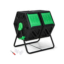 130L Garden Composting Tumbler Dual With 2 Rotating Chambers Black