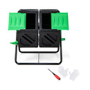 130L Garden Composting Tumbler Dual With 2 Rotating Chambers Black