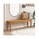 132 Cm Outdoor Acacia Wood Dining Bench Chair With Slatted Seat