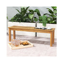132 Cm Outdoor Acacia Wood Dining Bench Chair With Slatted Seat
