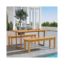 132 Cm Outdoor Acacia Wood Dining Bench Chair With Slatted Seat