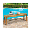 132 Cm Outdoor Acacia Wood Dining Bench Chair With Slatted Seat