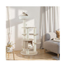 132Cm Tall Wooden Cat Tree With Condo And Multi Level Climbing Stand