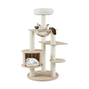 132Cm Tall Wooden Cat Tree With Condo And Multi Level Climbing Stand