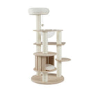 132Cm Tall Wooden Cat Tree With Condo And Multi Level Climbing Stand