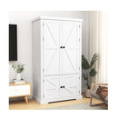 139Cm Freestanding Pantry Cabinet With 4 Doors And Shelves White