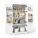 139Cm Freestanding Pantry Cabinet With 4 Doors And Shelves White