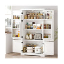 139Cm Freestanding Pantry Cabinet With 4 Doors And Shelves White