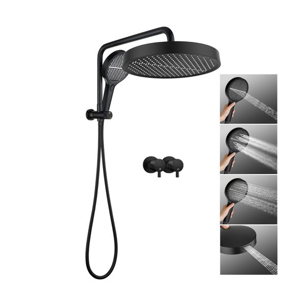 13 Inch Twin Rain Shower Head With Shower Mixer Rail