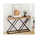 140Cm Farmhouse Console Table With Geometric Metal Base Wood