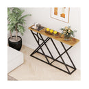 140Cm Farmhouse Console Table With Geometric Metal Base Wood