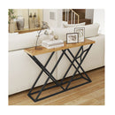 140Cm Farmhouse Console Table With Geometric Metal Base Wood