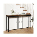 140Cm Industrial Console Table With H Shaped Base Rustic Brown