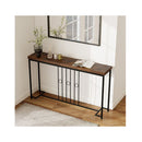 140Cm Industrial Console Table With H Shaped Base Rustic Brown