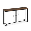 140Cm Industrial Console Table With H Shaped Base Rustic Brown
