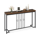 140Cm Industrial Console Table With H Shaped Base Rustic Brown