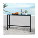140 Cm Rectangle Patio Counter Height Table With Slatted Top Footrest