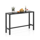 140 Cm Rectangle Patio Counter Height Table With Slatted Top Footrest