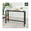 140 Cm Rectangle Patio Counter Height Table With Slatted Top Footrest