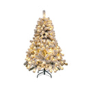 140Cm Snow Flocked Christmas Tree With 295 Tips And 150 Led Lights
