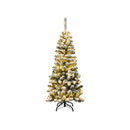140Cm Snow Flocked Prelit Christmas Tree With Led Lights