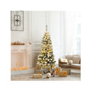140Cm Snow Flocked Prelit Christmas Tree With Led Lights