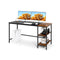 140cm Computer Desk With 2 Tier Storage Shelves And Steel Frame Black