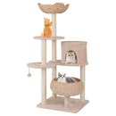 146Cm Cattail Cat Tower With Sisal Scratching Posts Perch Beige